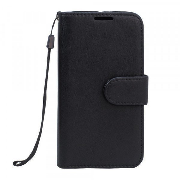 Wholesale Galaxy S6 Premium Flip Leather Wallet Case with Strap (Black)